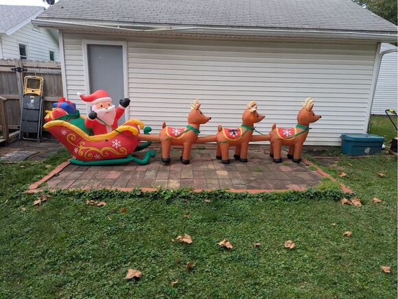 Gemmy Other - Gemmy Inflatable Santa with Sleigh and Reindeer 16' Long 4.5 ft tall Christmas
